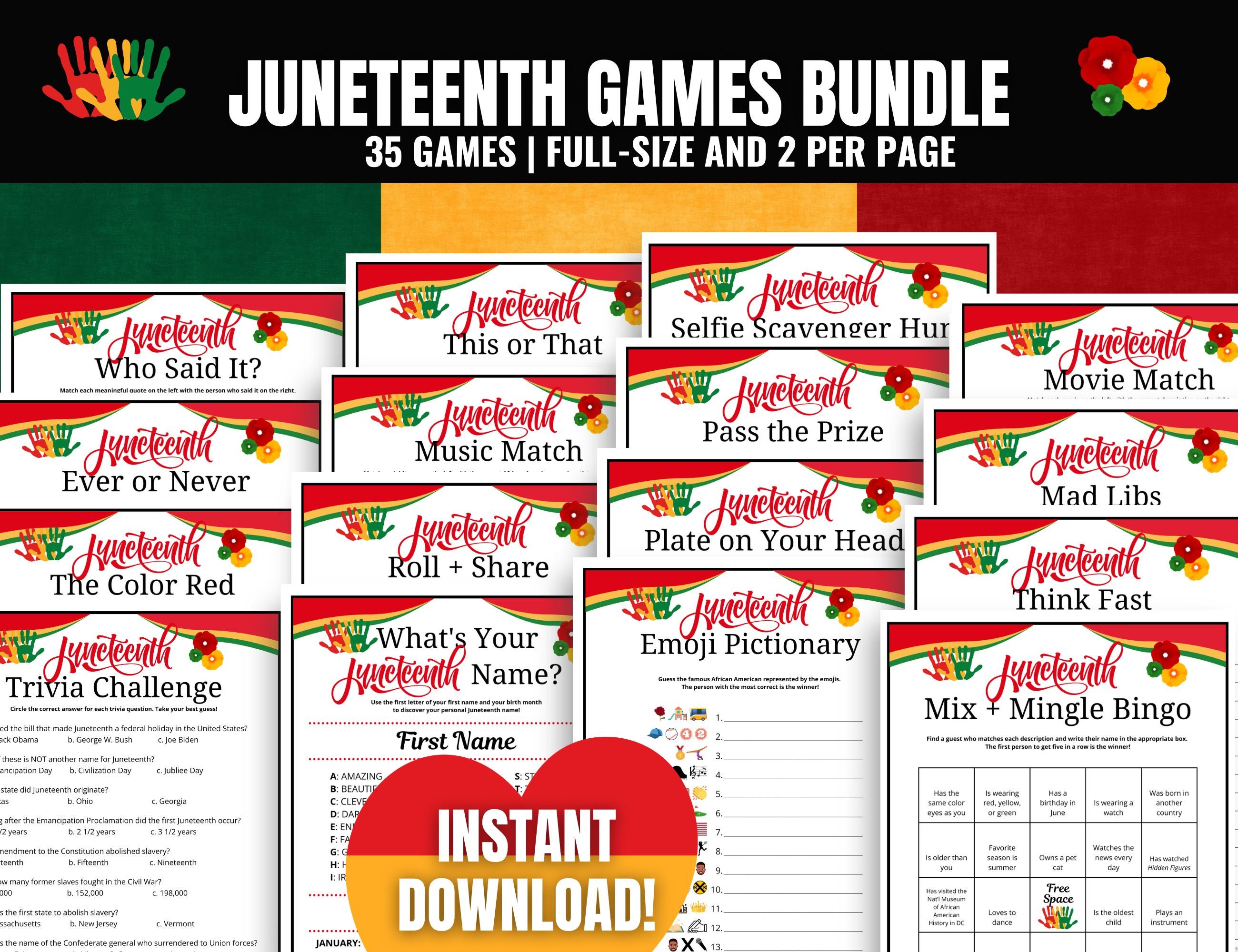 Juneteenth Games MEGA Bundle: 35 Fun Activities and Icebreakers ...