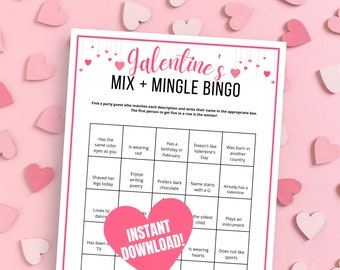 Galentine's Mix and Mingle Human Bingo Game: Fun Party Icebreaker Activity (PDF)