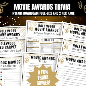Hollywood Movie Trivia Games BUNDLE: Movie Awards Party (Digital Download)
