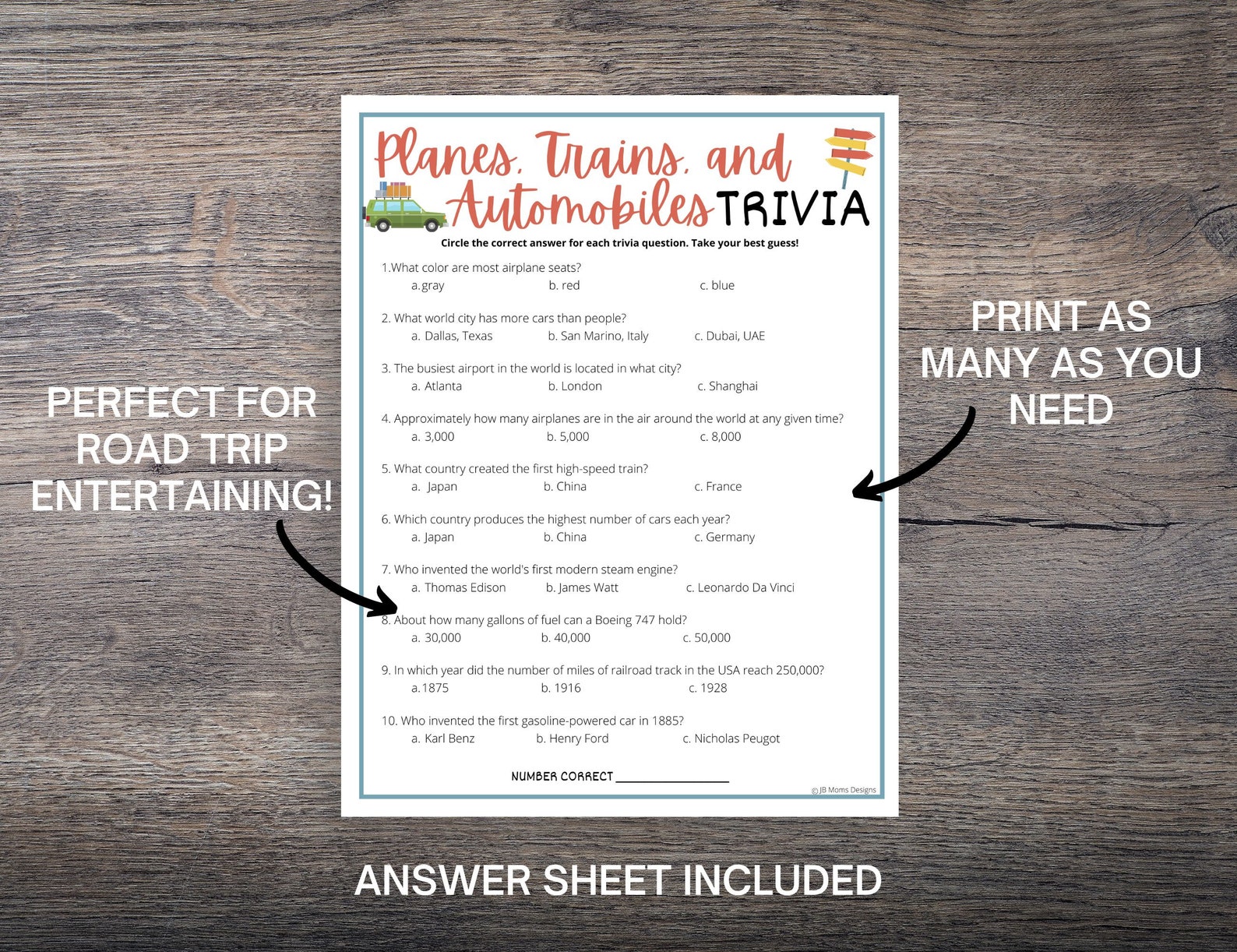 Road Trip Trivia Game BUNDLE USA Travel Trivia Questions &amp; - Etsy