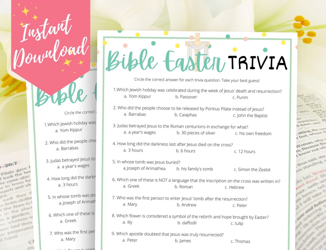 Bible Easter Trivia Game, Fun Religious Easter Quiz for Youth Groups ...
