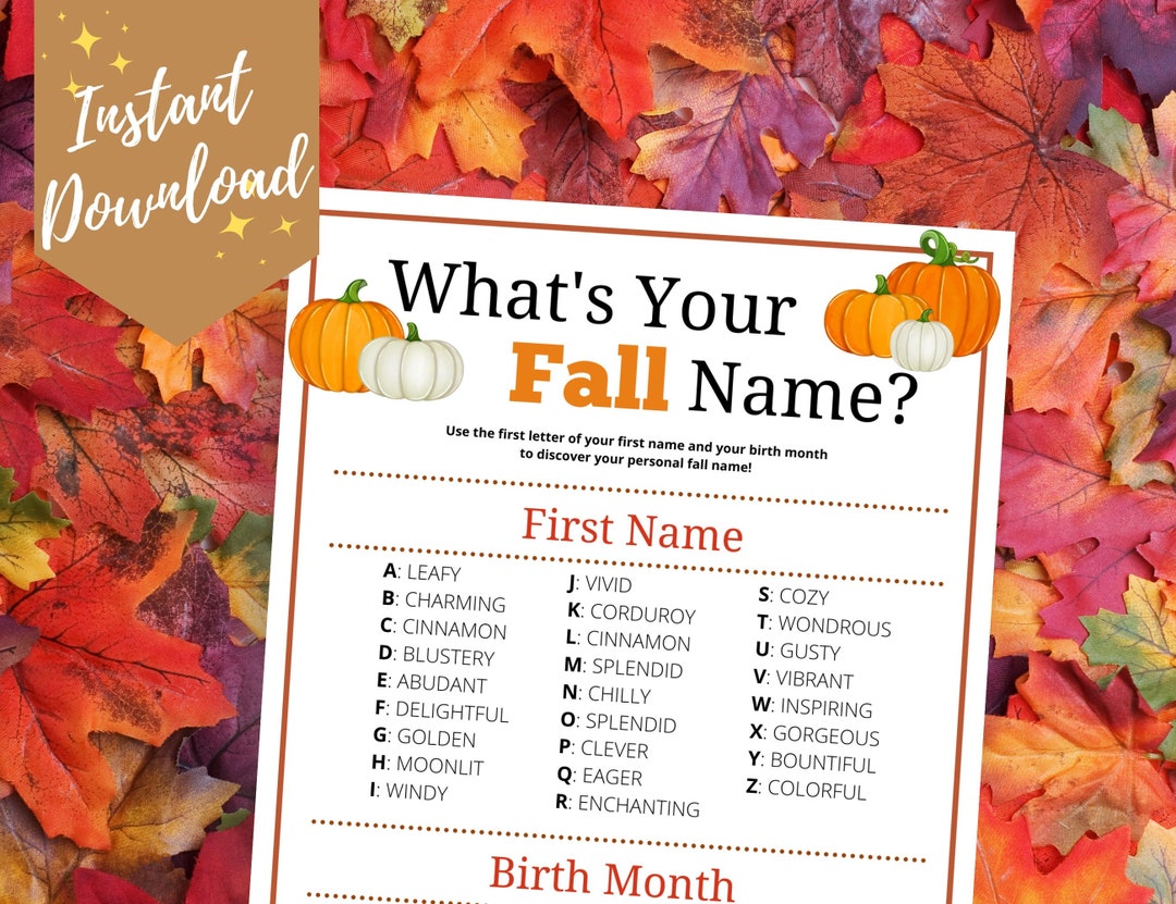 What's Your Fall Name Printable Fall Name Generator - Etsy UK