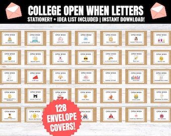 Kit de cartas "College Open When": 120 sobres y papelería (descarga digital)
