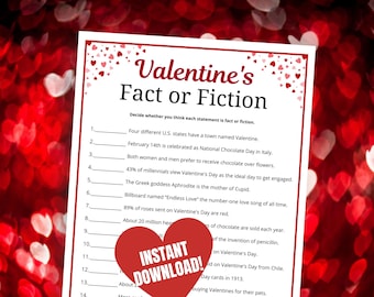 Valentine's Fact or Fiction Game: Fun Trivia Quiz (Printable PDF)