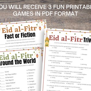 Eid Al-fitr Trivia 3-game BUNDLE, Fun Printable Games for Lesser Eid ...