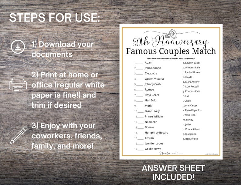 50th Anniversary Party Games MEGA Bundle: 60 Printable Games (Digital Download) image 6