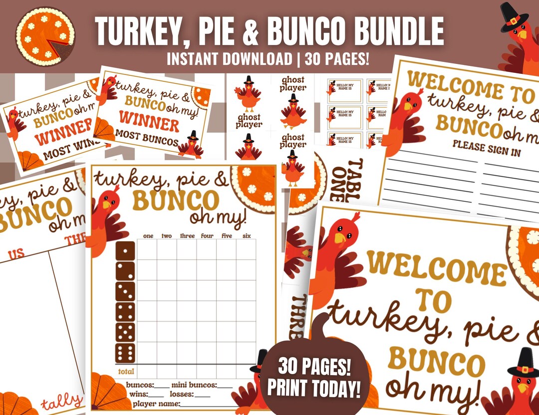 Thanksgiving Bunco Bundle, Printable November Bunco, Thanksgiving Bunco ...
