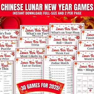 Pacchetto di giochi per il capodanno lunare, giochi per il capodanno cinese per famiglie e adulti, anno del serpente 2025, festa del capodanno lunare, capodanno cinese