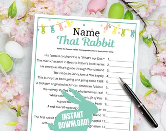 Name That Rabbit Easter Game: Printable Easter Trivia Activity (Digital Download)