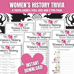 Women&#39;s History Month Trivia Games Bundle (PDF)