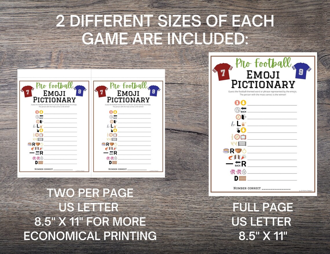 Super Football Emoji Pictionary Game 2023 Super Bowl Party Etsy