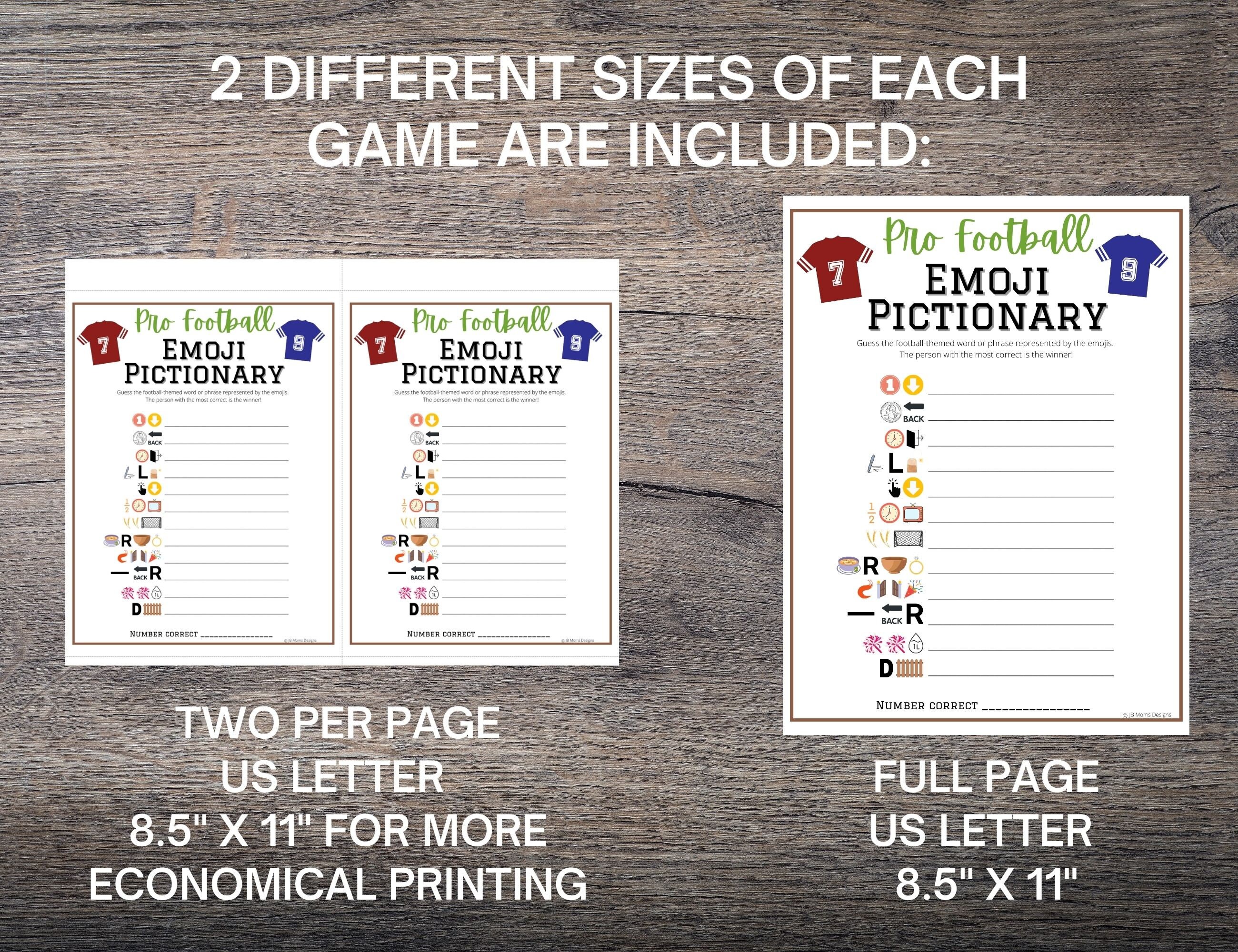 Super Football Emoji Pictionary Game 2023 Super Bowl Party Etsy