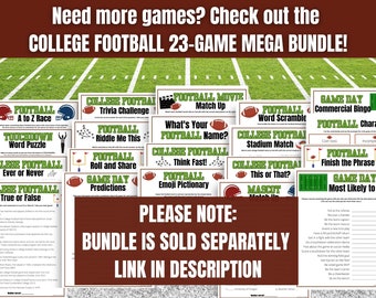 College Football Team Name Game: Tailgate Party Trivia Quiz (PDF