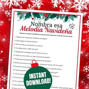 Kerstnaam die afstemspel in het Spaans, Nombre Esa Melodía Navideña, educatief kersttriviaspel, Spaans kerstspel