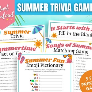 Summer Trivia Games Bundle, Fun Summer Games for Adults, Teens, & Seniors, Summer Activities, Summer Printable Games, Summer Games Bundle