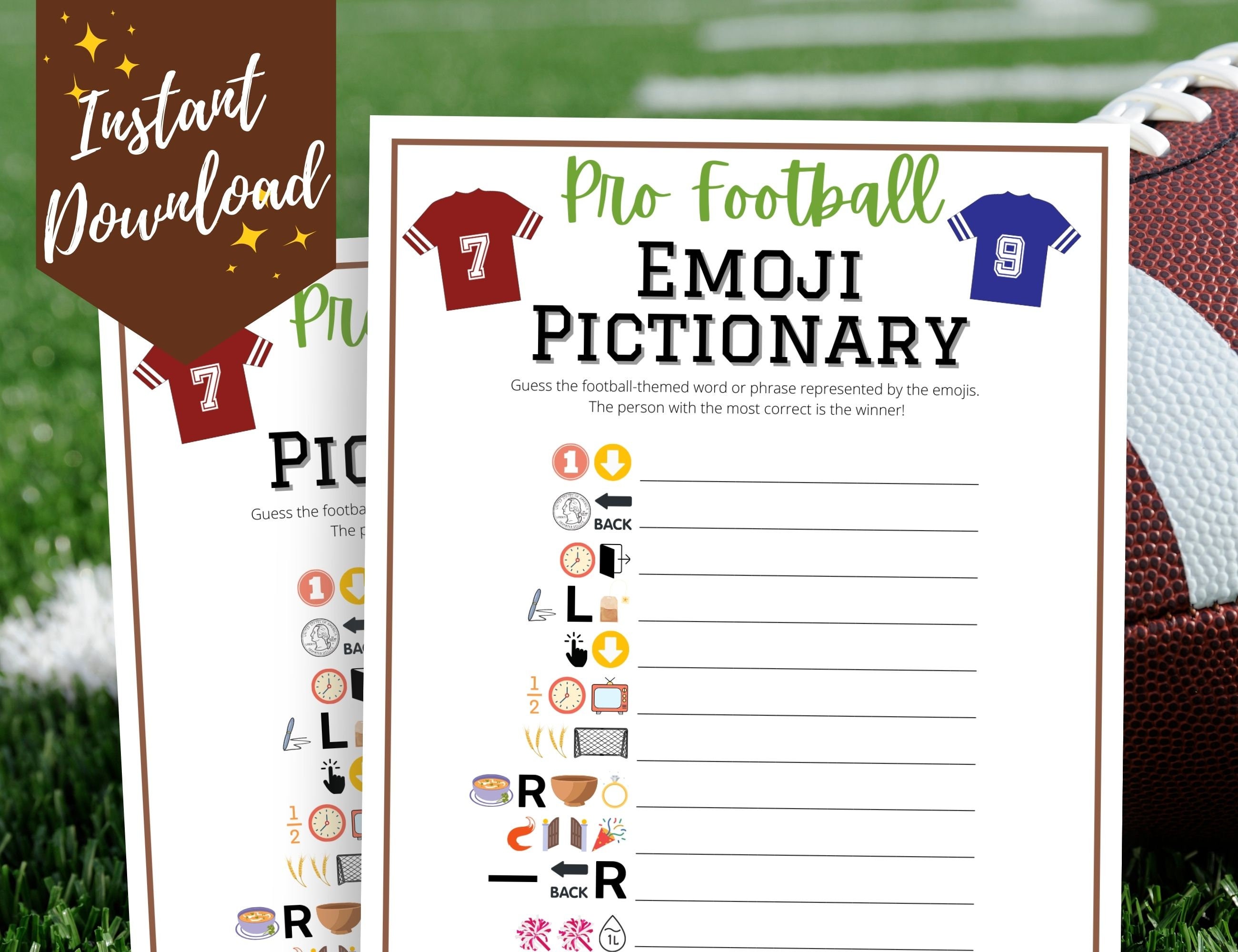 Super Football Emoji Pictionary Game 2023 Super Bowl Party Etsy