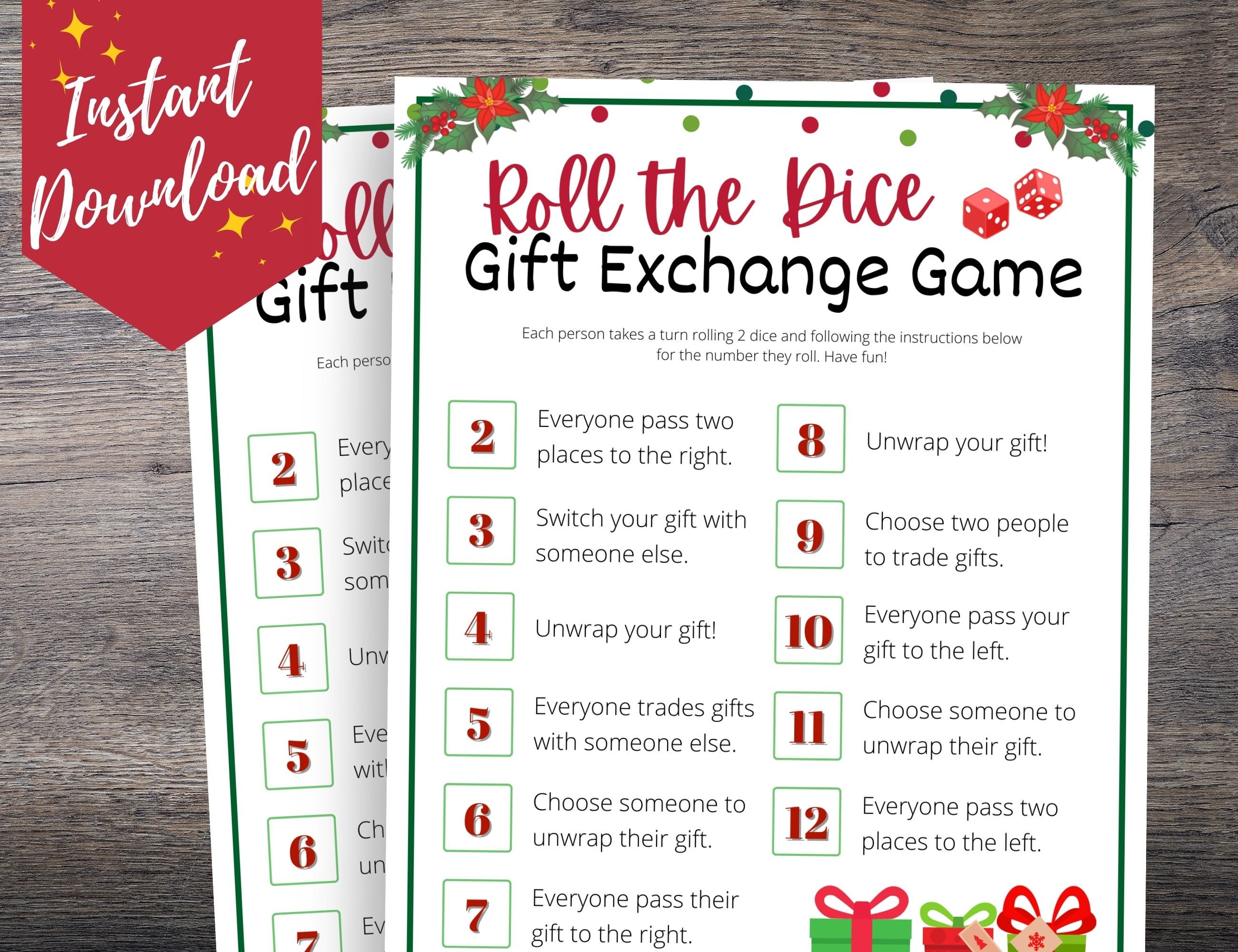 Christmas Gift Exchange Game Christmas Dice Game White - Etsy