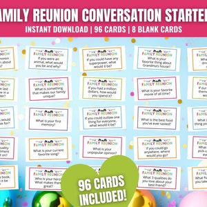 Family Reunion Conversation Starter Cards: 96 Funny Icebreaker Questions (Digital Download)