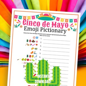 Cinco de Mayo Emoji Pictionary Game: Printable Party Activity (PDF)