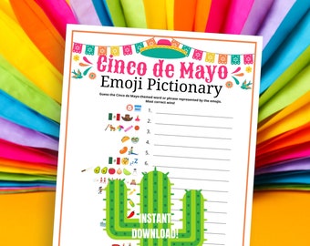 Cinco de Mayo Emoji Pictionary Game: Printable Party Activity (PDF)