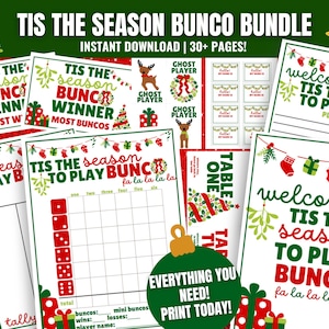 Paquete MEGA de Bunco Navideño: Hojas de puntuación, hojas de recuento y más para fiestas navideñas (descarga digital)