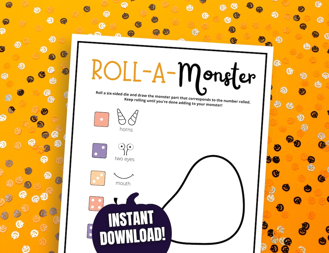 Roll a Monster, Cute Halloween Game for Kids, Halloween Class Party
