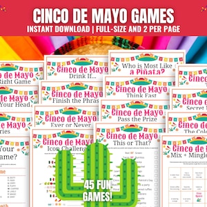 MEGA-bundel Cinco de Mayo-feestspellen, leuke Cinco de Mayo-spellen, Cinco de Mayo-activiteiten, Cinco de Mayo-spellen voor volwassenen, tieners en kinderen