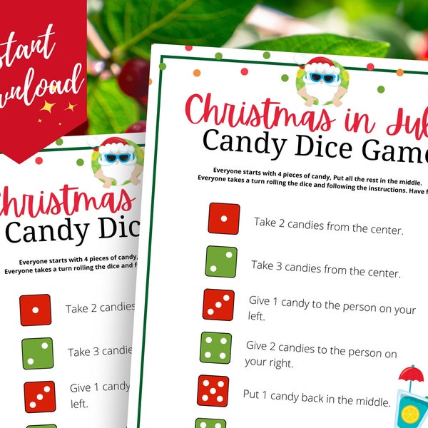 Christmas in July Candy Dice, Christmas in July Activity for Kids, Teens, & Adults, Christmas in July Party Ideas, Christmas in July Game