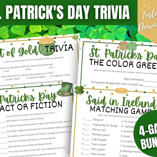 St Pattys Day Adult Games Etsy