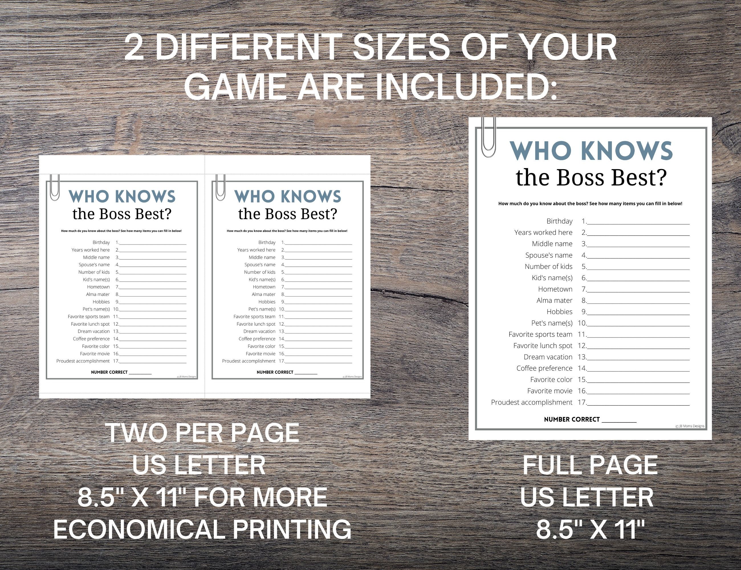 Who Knows the Boss Best Office Party Game Fun Work Game for Etsy