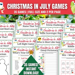 Jogos de Natal em julho, 35 pacotes de jogos de Natal em julho, Atividades de Natal de verão, Idéias para festas de Natal em julho, Jogos de Natal de julho