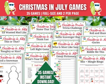 Puede incluir: Una colección de 35 juegos imprimibles de Navidad en julio. Los juegos incluyen Mad Libs, Think Fast, Búsqueda del tesoro de selfies, Roll and Share y más. Los juegos están diseñados para jugarse en julio, pero se pueden disfrutar en cualquier época del año.