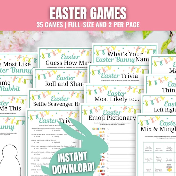 Easter Games MEGA Bundle, Easter Activities for Kids, Teens, Adults, Seniors, Fun Easter Party Ideas, Easter Party Games, Easter Trivia Game