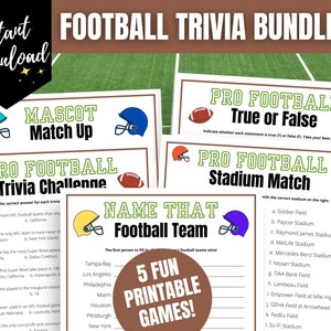 Pro Football Trivia Games Bundle: 5-Game Party Pack (PDF)