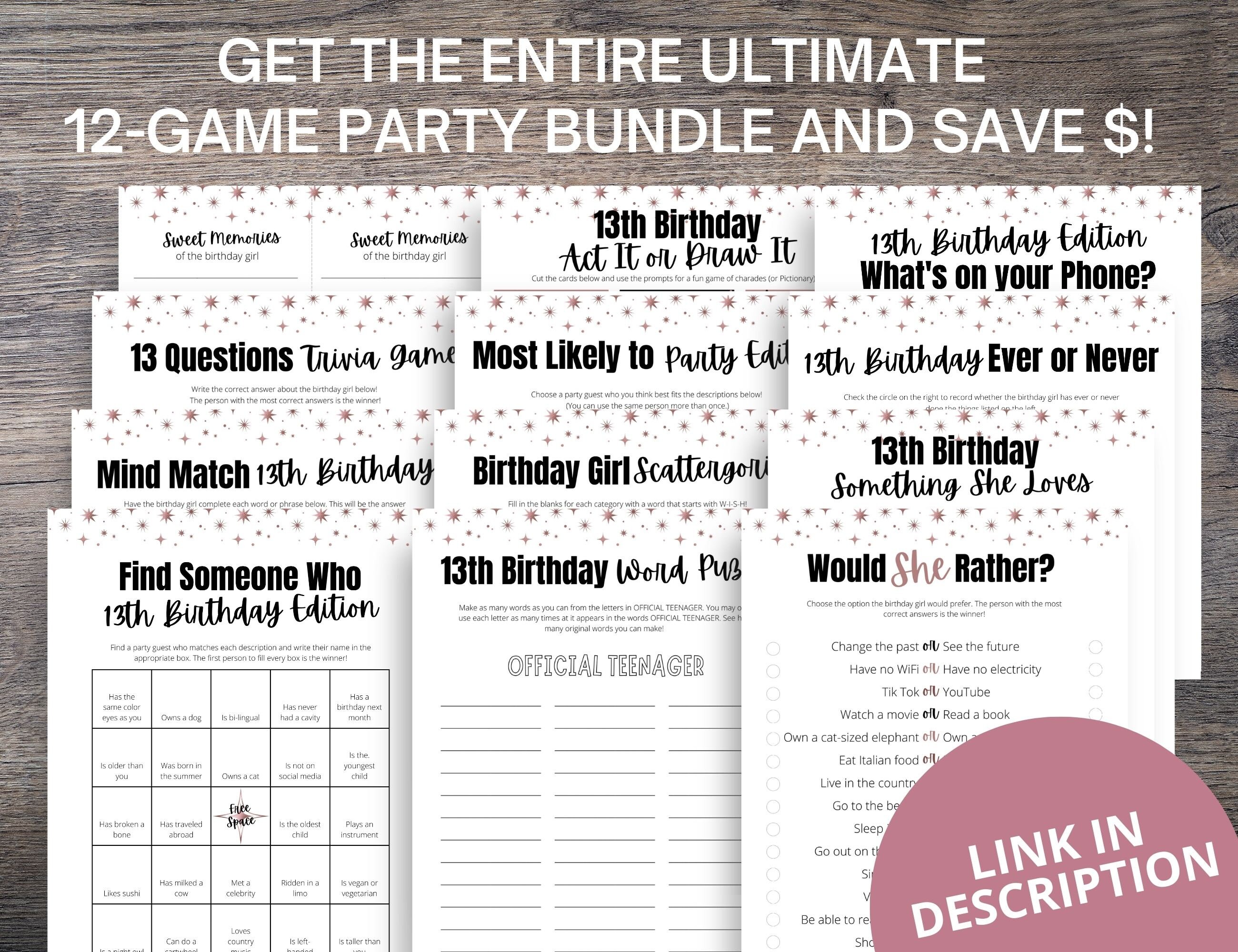 13th Birthday Trivia Game | Instant Download | Everything to do with the  number 13!