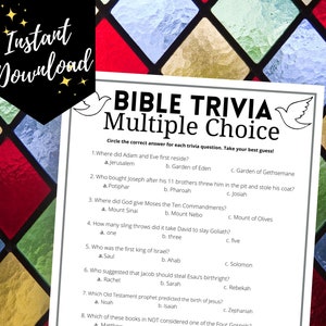 Bible Trivia Game, Bible Multiple Choice Quiz, Bible Questions & Answers, Fun Christian Game, Sunday School Games, Youth Group Activity