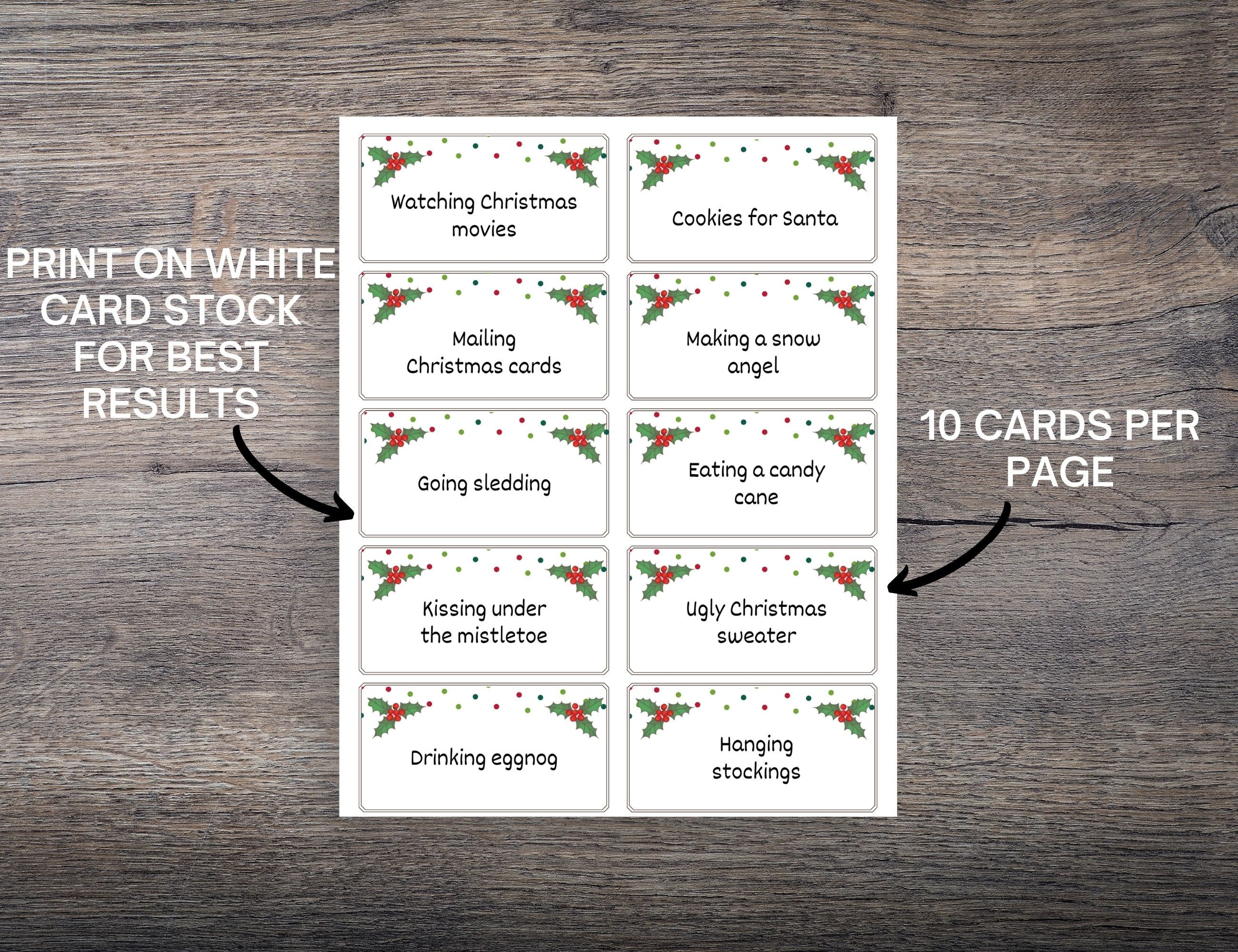 100 Christmas Pictionary Cards Printable Christmas Pictionary - Etsy