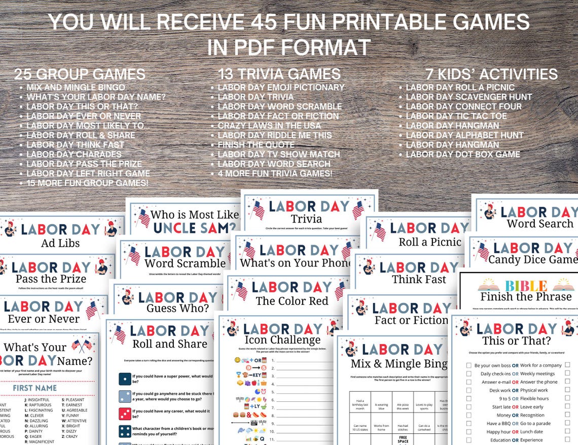 Labor Day Games Bundle: 45 Patriotic Party Activities and Icebreakers ...