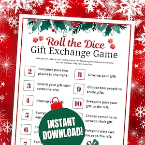 Christmas Party Gift Exchange Game: Holiday Dice Game for White Elephant (PDF Download)