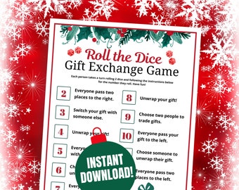 Christmas Gift Exchange Game, Christmas Dice Game, White Elephant Gift Exchange Game, Pass the Present Holiday Game, Holiday Office Party