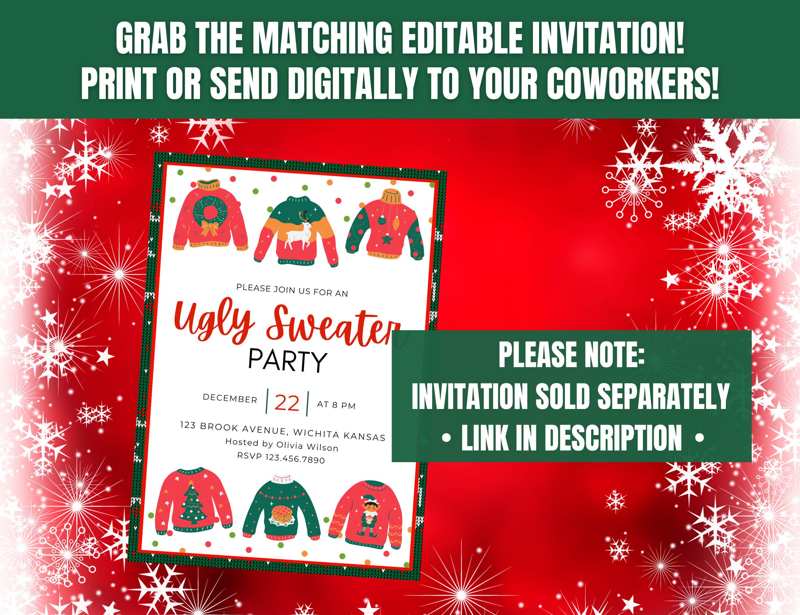 Ugly Sweater Party Potluck Sign-up Sheet (digital Download, Editable