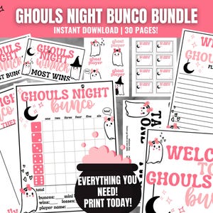 Ghouls Night Bunco Bundle: Halloween Printable Scorecards, Tally Sheets, Table Numbers and more (PDF)
