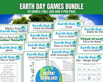 Earth Day Games Bundle, Fun Earth Day Activities, Office Party, Earth Day Classroom Games, Earth Day Games for Kids, Teens, Adults & Seniors