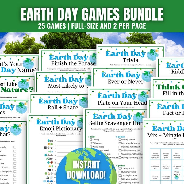 Earth Day Games Bundle, Fun Earth Day Activities, Office Party, Earth Day Classroom Games, Earth Day Games for Kids, Teens, Adults & Seniors