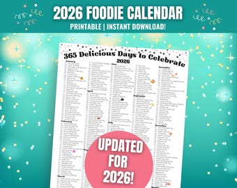 Calendario de Días Nacionales de la Alimentación 2026: Planificador de Redes Sociales (Imprimible)