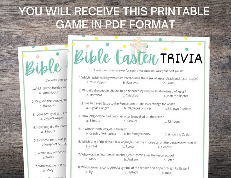 Bible Easter Trivia Game Fun Religious Easter Quiz for Youth - Etsy