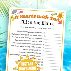 Summer Trivia Game: It Starts with Sun Quiz (Printable)