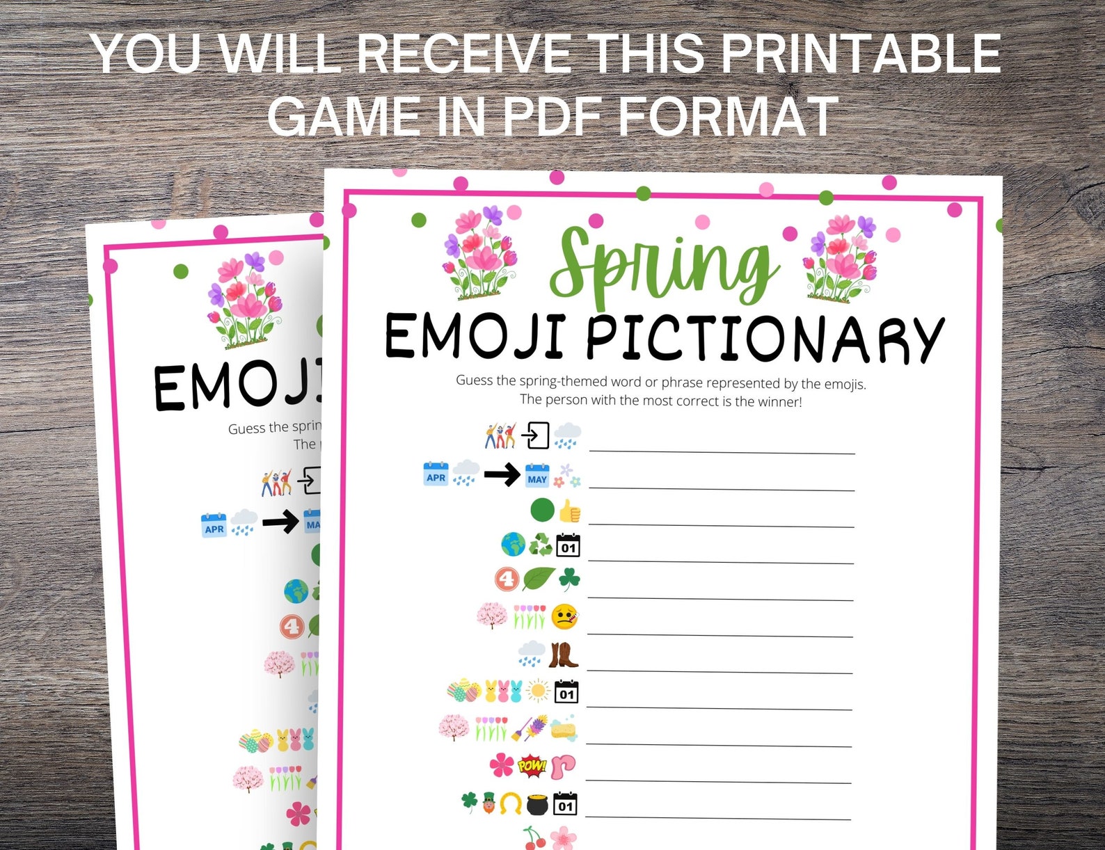 Spring Emoji Pictionary Game Fun Spring Emoji Game for Kids Etsy