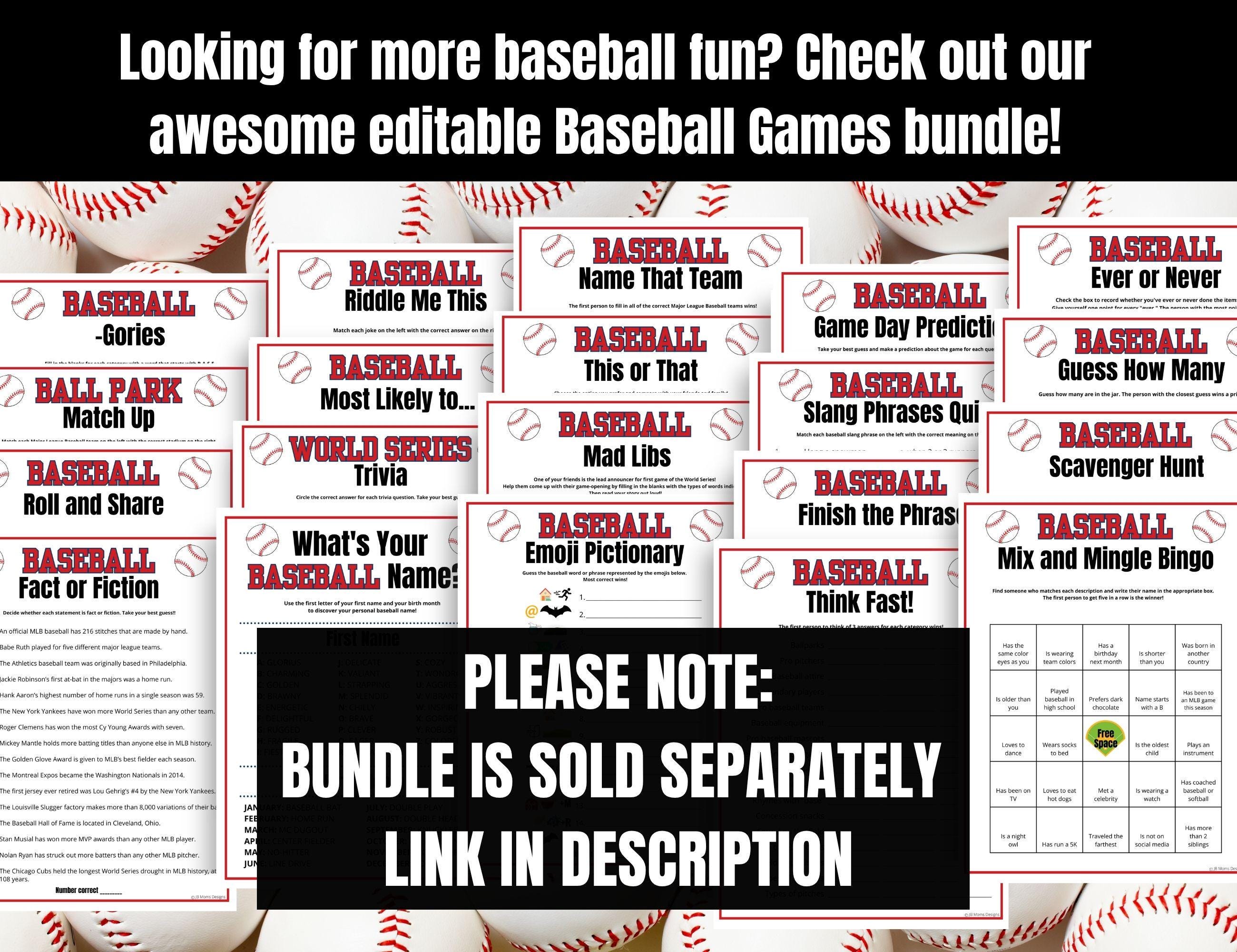 Editable Baseball Survival Kit Printable, Team Gift Bag Tag (digital ...