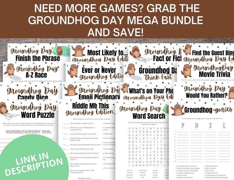 Groundhog Day What's on Your Phone Game for Adults & Etsy